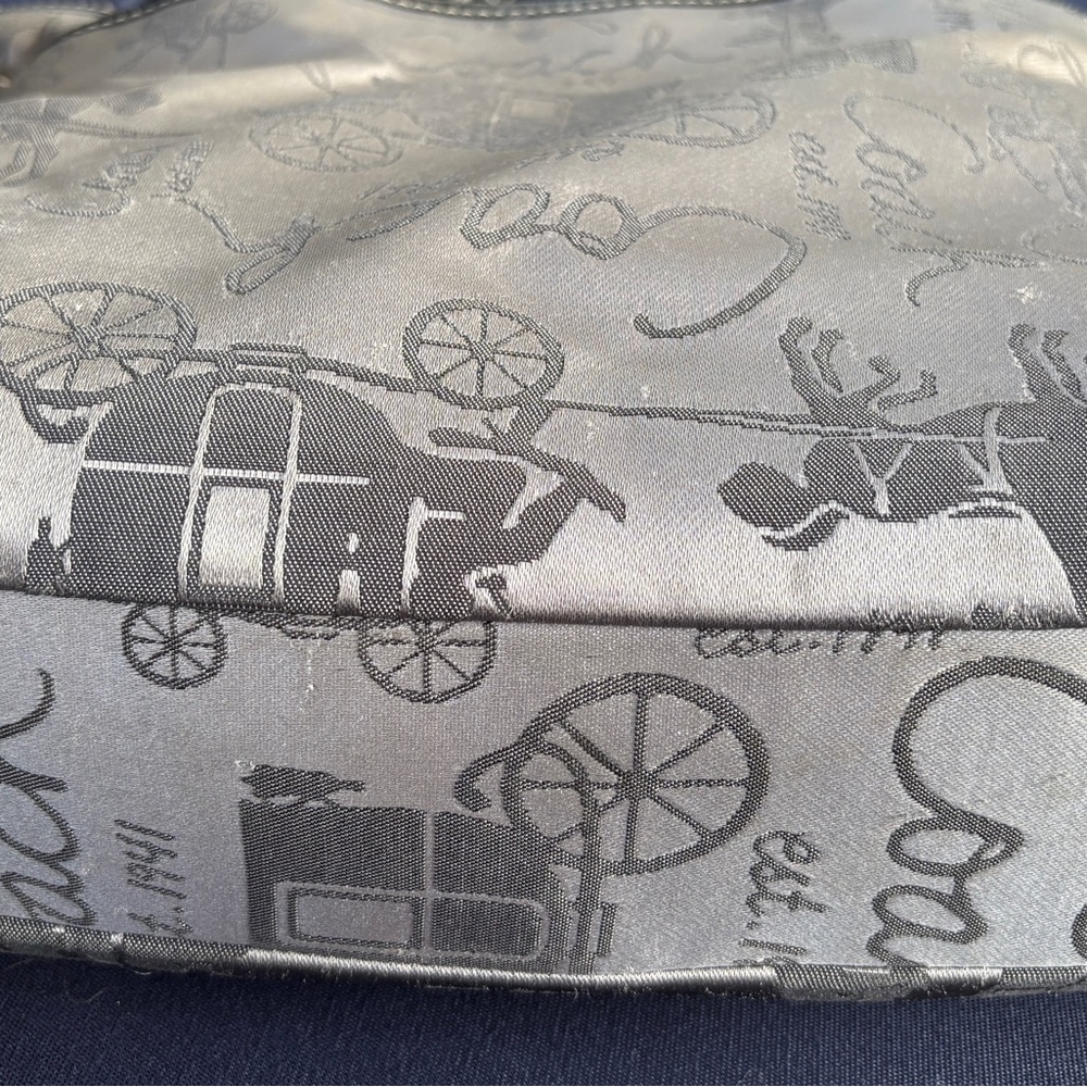 COACH HORSE CARRIAGE EAST WEST GALLERY TOTE SHOULDER BAG F16563 GRAY BLACK - Picture 3 of 7